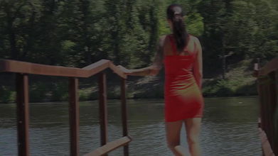 Ali Bordeaux pees outside by the riverside