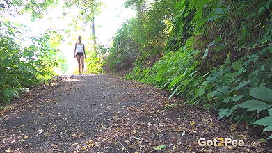 Ali Bordeaux relieves her piss desperation outside