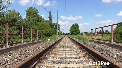 Antonia Sainz relieves herself on train tracks