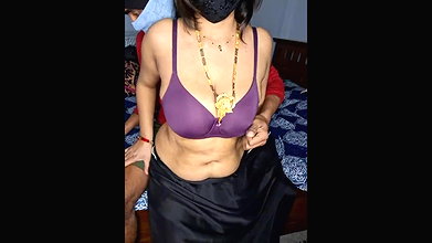Romance with lover in bedroom and saree removing