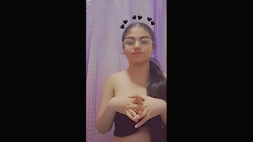 Glasses Girl Playing With Her Boobies 2