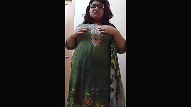 Horny Chubby Babe Pressing Boobs