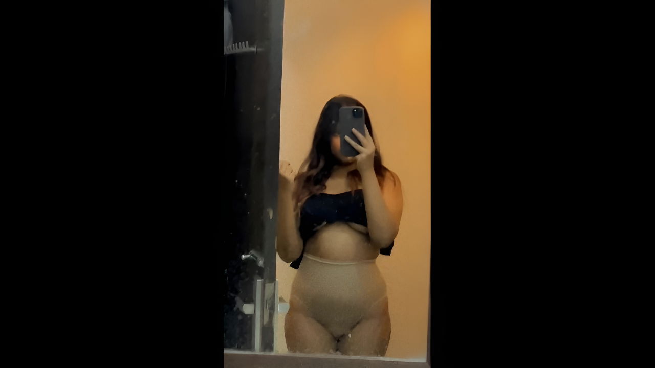 young girl mirror selfie boobs teasing