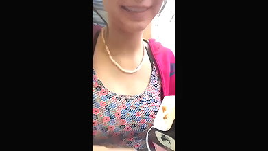 cute slim girl boobs show