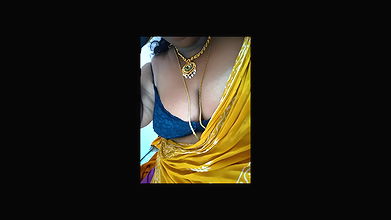 Hot yellow saree aunty boobs
