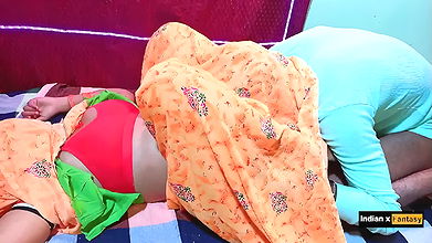 Dirty talking hot desi wife fucking hard and licking her wet pussy inside her saree