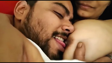 Licking and tickling boobs of beautiful GF