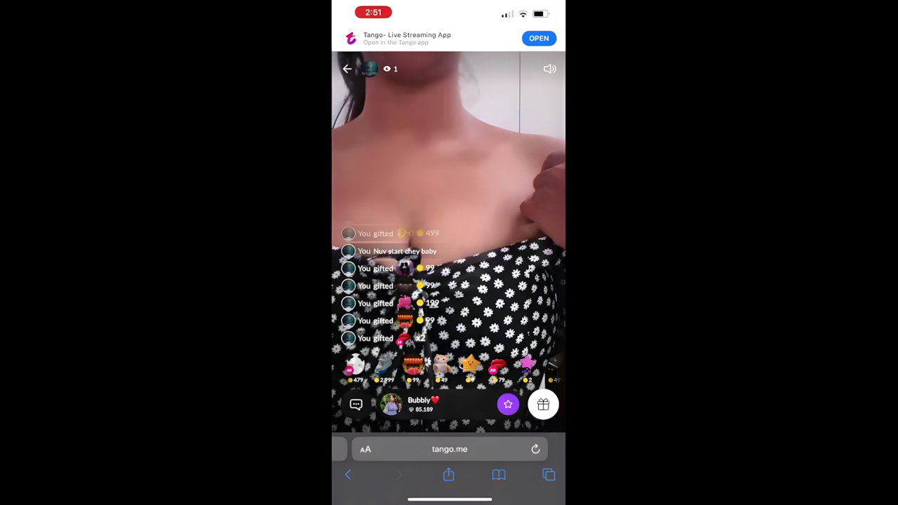 young tango girl boob show