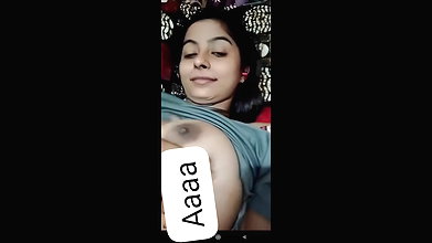 hot GF boob show on cam for the first time
