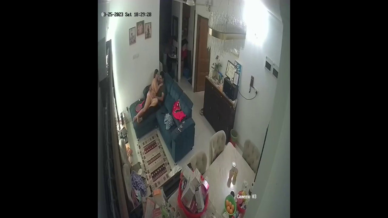 couple nude romance on couch viral hidden sex CCTV