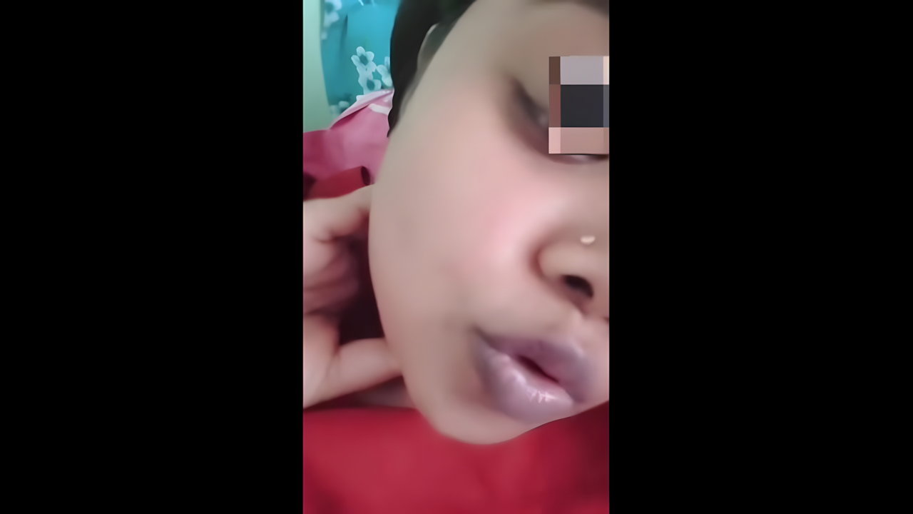 Indian girl pressing her boobs