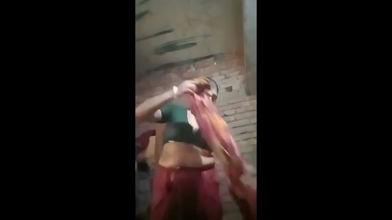 Indian aunty taking bath
