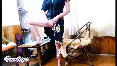 Milf playing with her pussy flashing