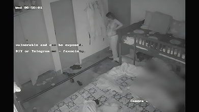 Aunty Changing dress infront of husband friend sleeping