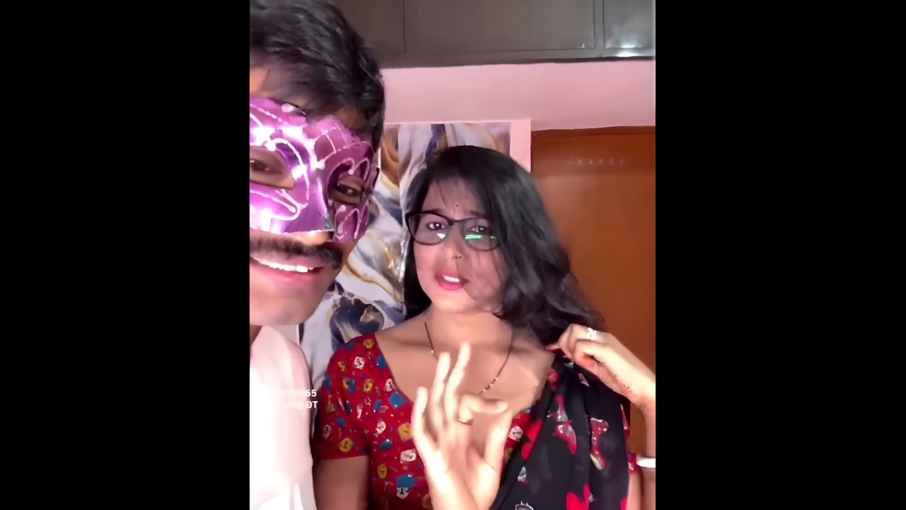 Hot couple enjoying sex on live