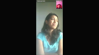 Sweet cute girl show her boob on video call