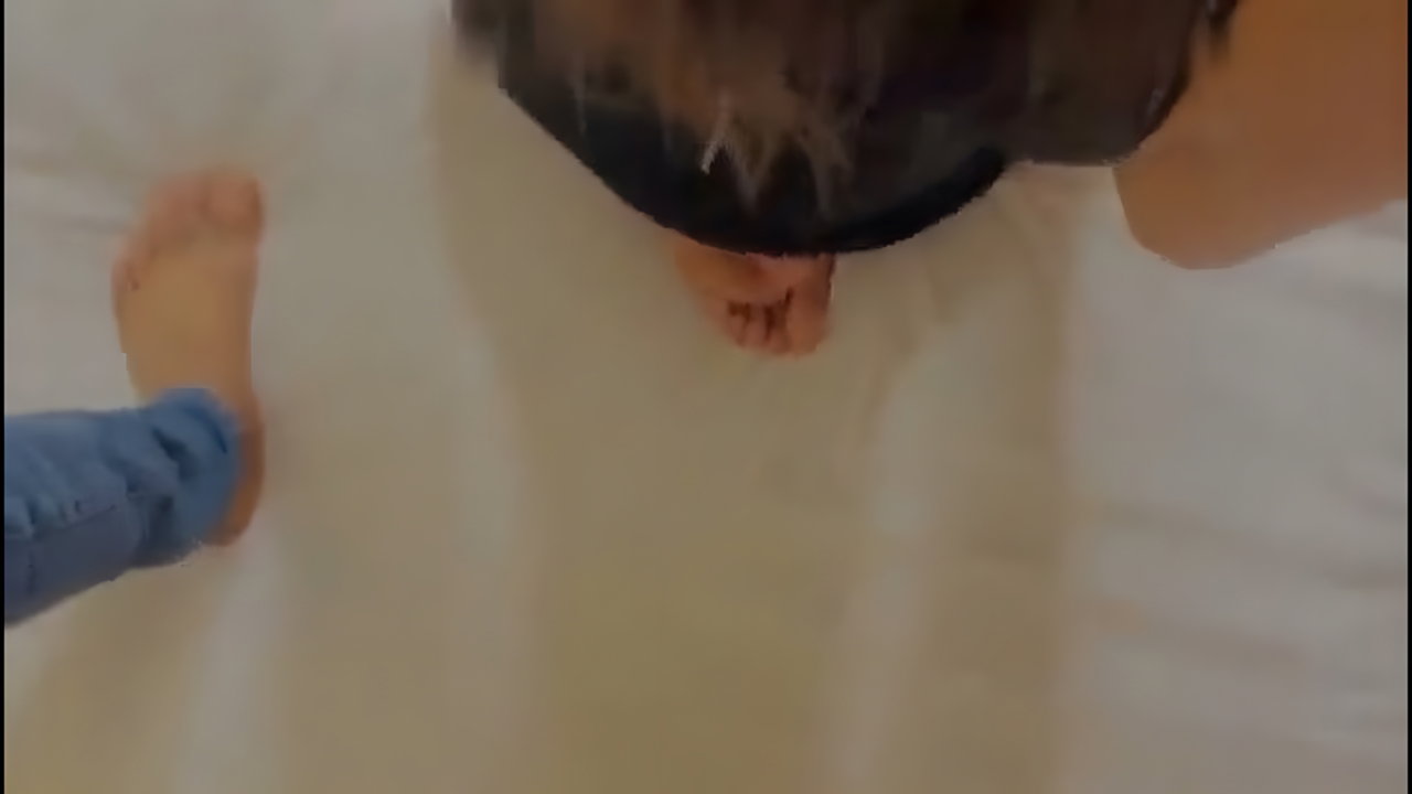 Newly married couple having romantic sex moment