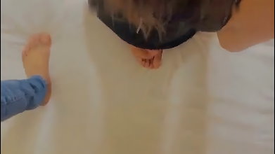 Newly married couple having romantic sex moment
