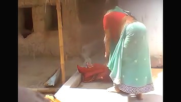 Village lady washing clothes show her huge boobs