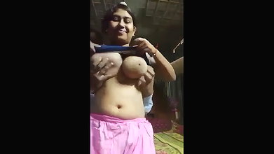 Village boyfriend suck her gf huge boob  enjoying