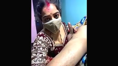 Beautiful lady giving Blowjob to lover