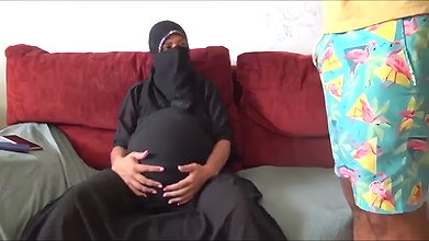 Husband cum on her pregnant wife stomach
