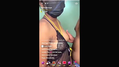 Slim aunty fuck hard with lover on live