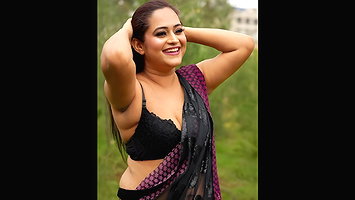 Priyanka Flaunting Deep Cleavage, Sexy Armpits & Navel in Beach Saree Photoshoot