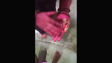 Holi color hot blowjob sex with Didi