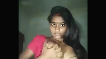 Cute village wife open her dress