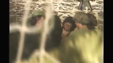 Two soldiers bang a militants asshole in a three