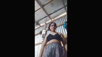 Poor Indian girl stripping to record her nude MMS