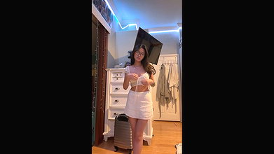 Hot Girl with Glasses removes clothes
