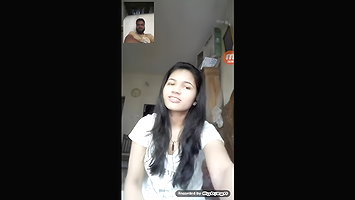 Beauty Teen girl boobs show in video call