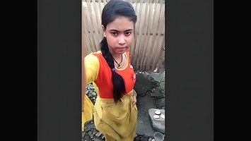 Bathing village teen