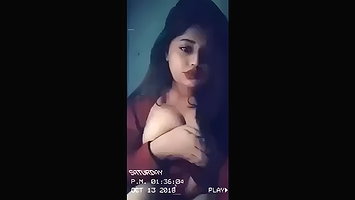 Sexy College Teen Showing & Playing with Boobs
