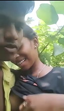 Boyfriend Sucks Boobs and Licks Pussy Outdoors My Desi