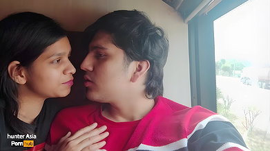 Indian Teen Couple Kissing in the Bus