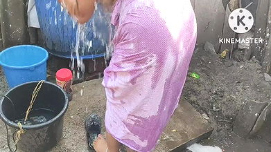 Anita Yadav bathing at night