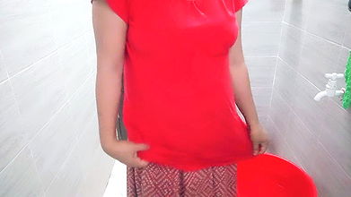 Naughty Girl Goes to Bathroom and Fingering with Toy