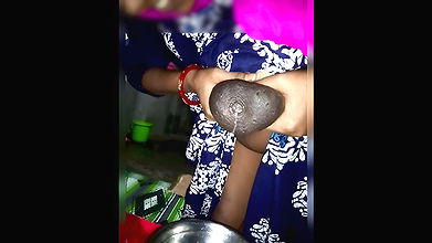 Milk Desi girl Boobs Pressing Nipple with milk