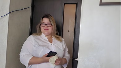Handjob with white gloves