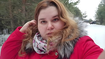 POV blowjob in the woods – cum on boobs