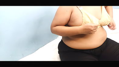 Egypt sexy beautiful woman gets hot and squeezes her own Boobs in the room – Hot Lady