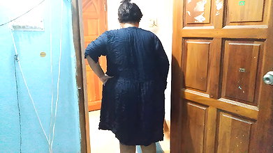 Wife fucked hard with dirty while sweeping in the room – POV