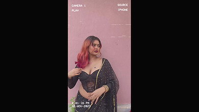 chubby bengali lay big breast and navel in black saree 22