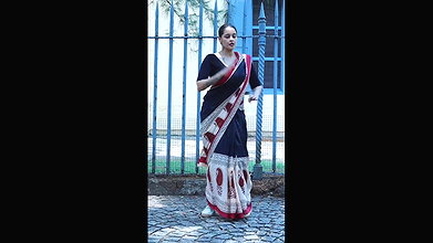 viber sexy big fleshy deep navel in black saree 22