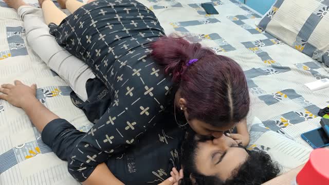 Girl Kissing Boy and Seduces Him with Hot Romance My Desi