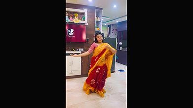 Moksha Sexy Wide Navel show in orange saree 22