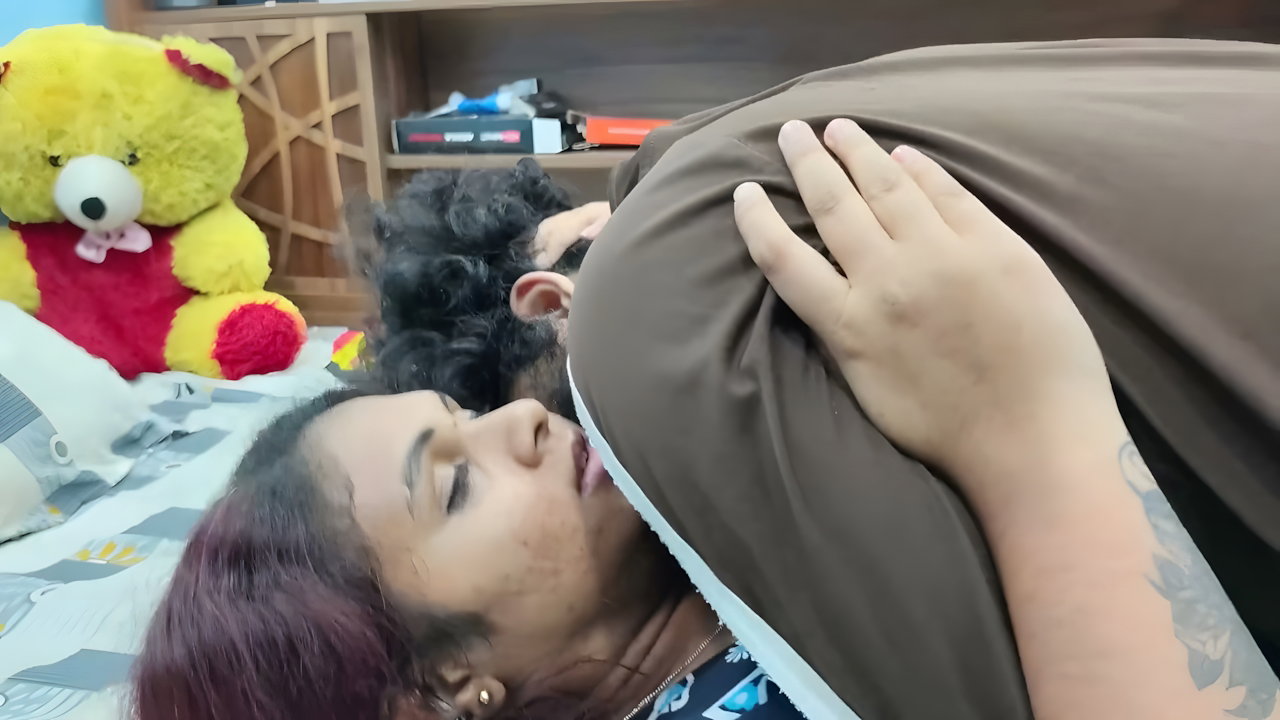 Ass press kiss and pussy rub in nighty with My Desi